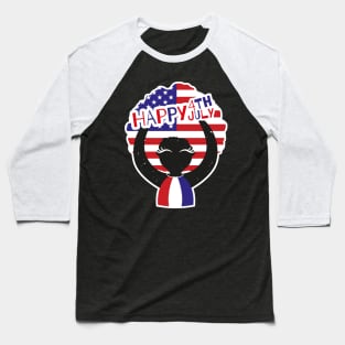 Happy 4th of July, Afro girl t-shirt Baseball T-Shirt